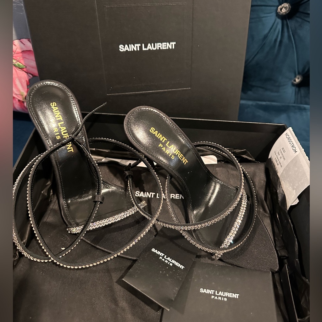 Saint Laurent Satin Crystal Heels Brand New